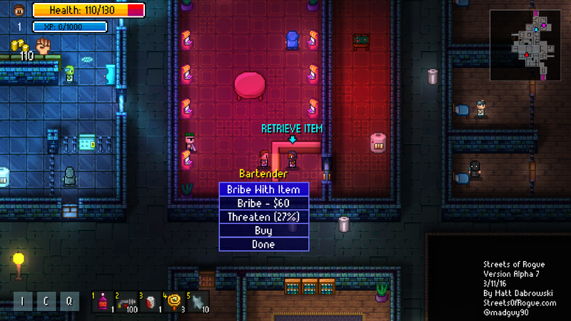 Illustration for article titled Streets Of Rogue Is A Roguelike You Can Talk, Bribe, Or Smash Your Way Through